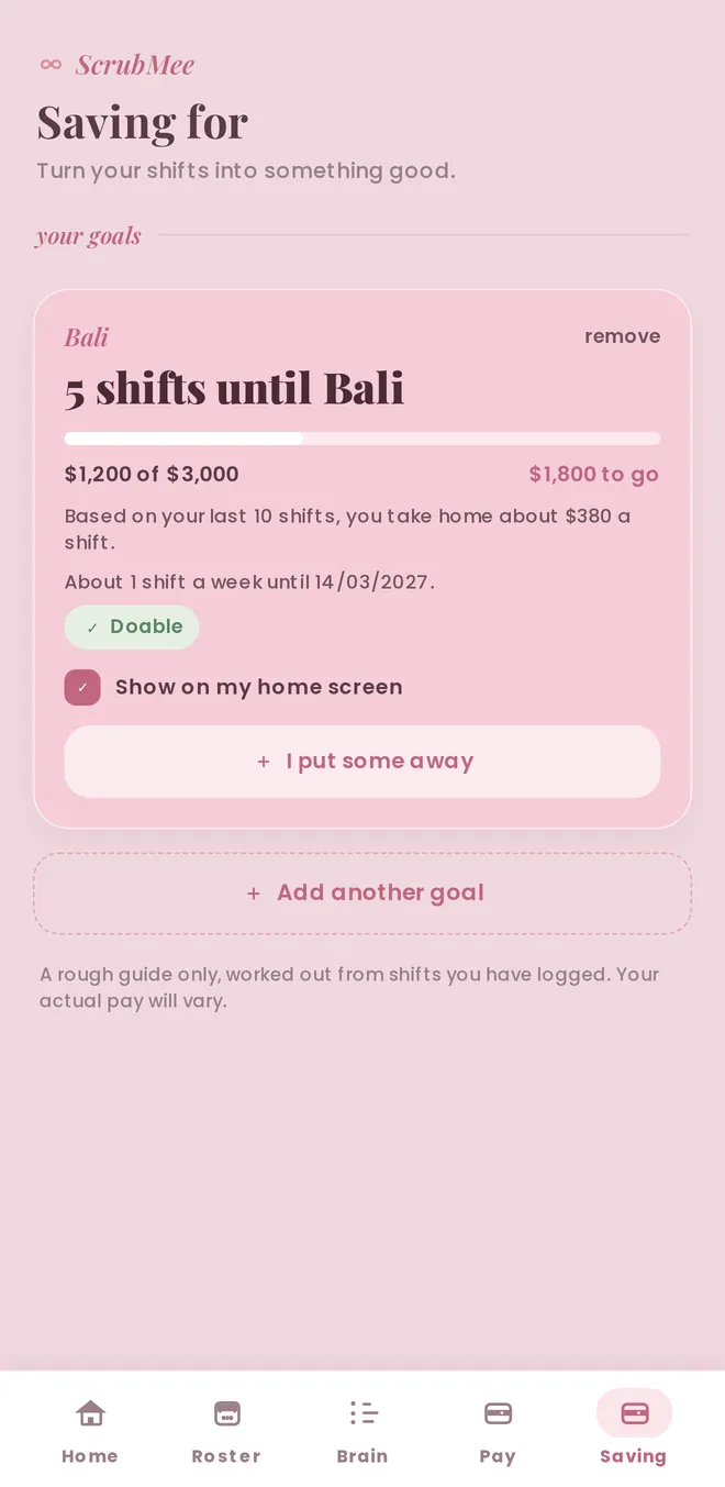 Saving tab: a goal counted in shifts